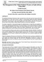 THE MANAGEMENT OF VIOLENT STUDENT’S PROTESTS AT SOUTH AFRICAN UNIVERSITIES